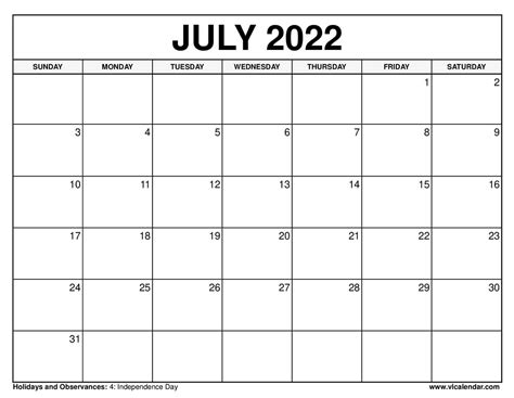 july 2022 calendar printable free.